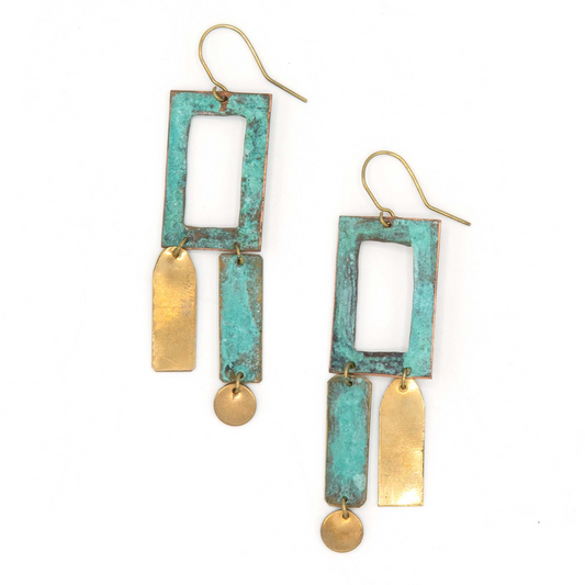 geometric patina statement earrings | Fair Anita