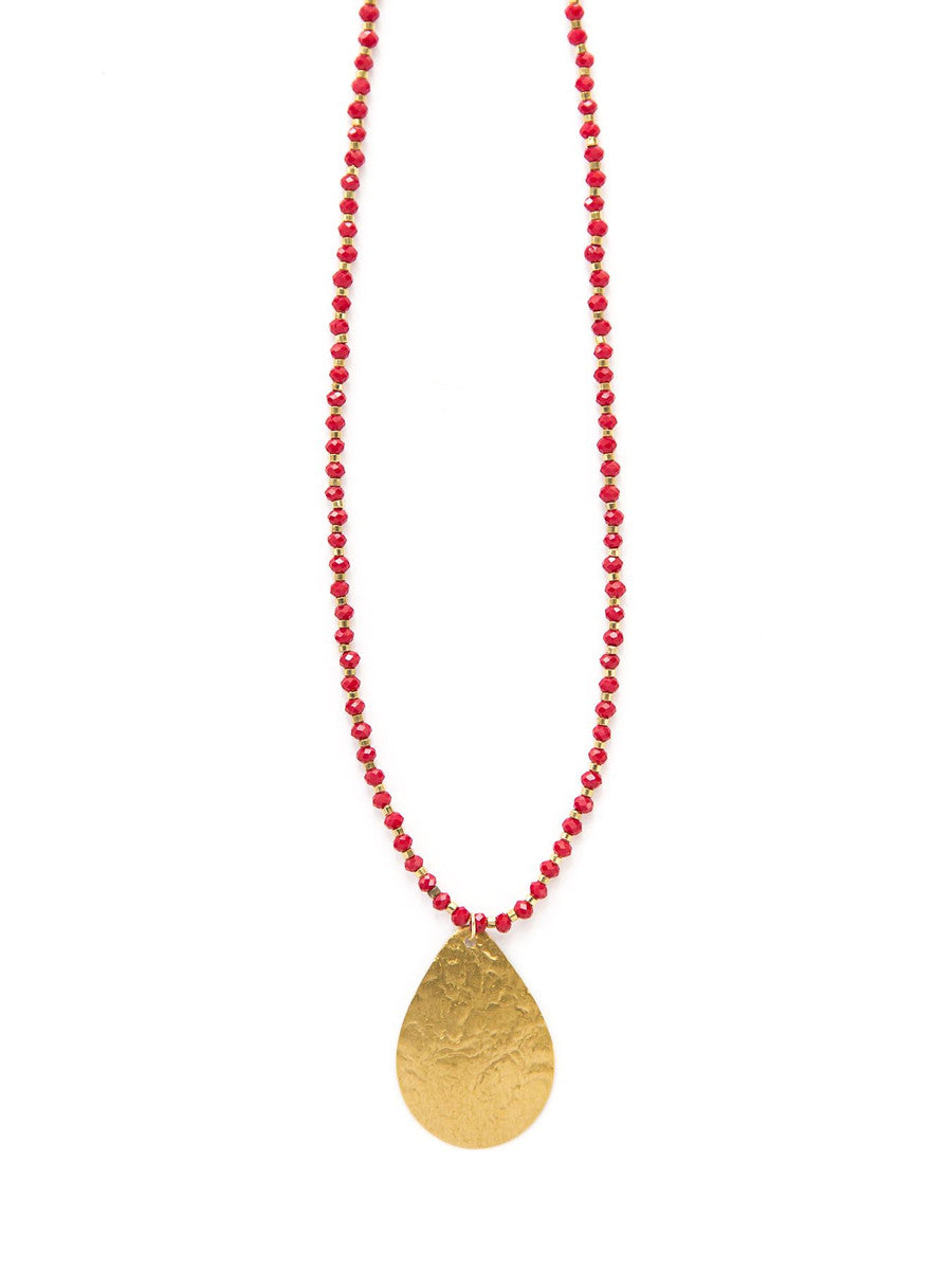 Red Beaded Pendant Necklace | Fair Anita