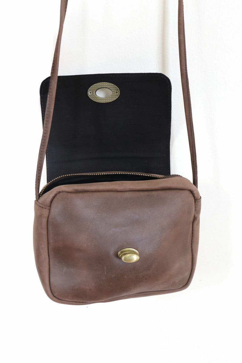 chocolate eco-friendly small crossbody bag | Fair Anita