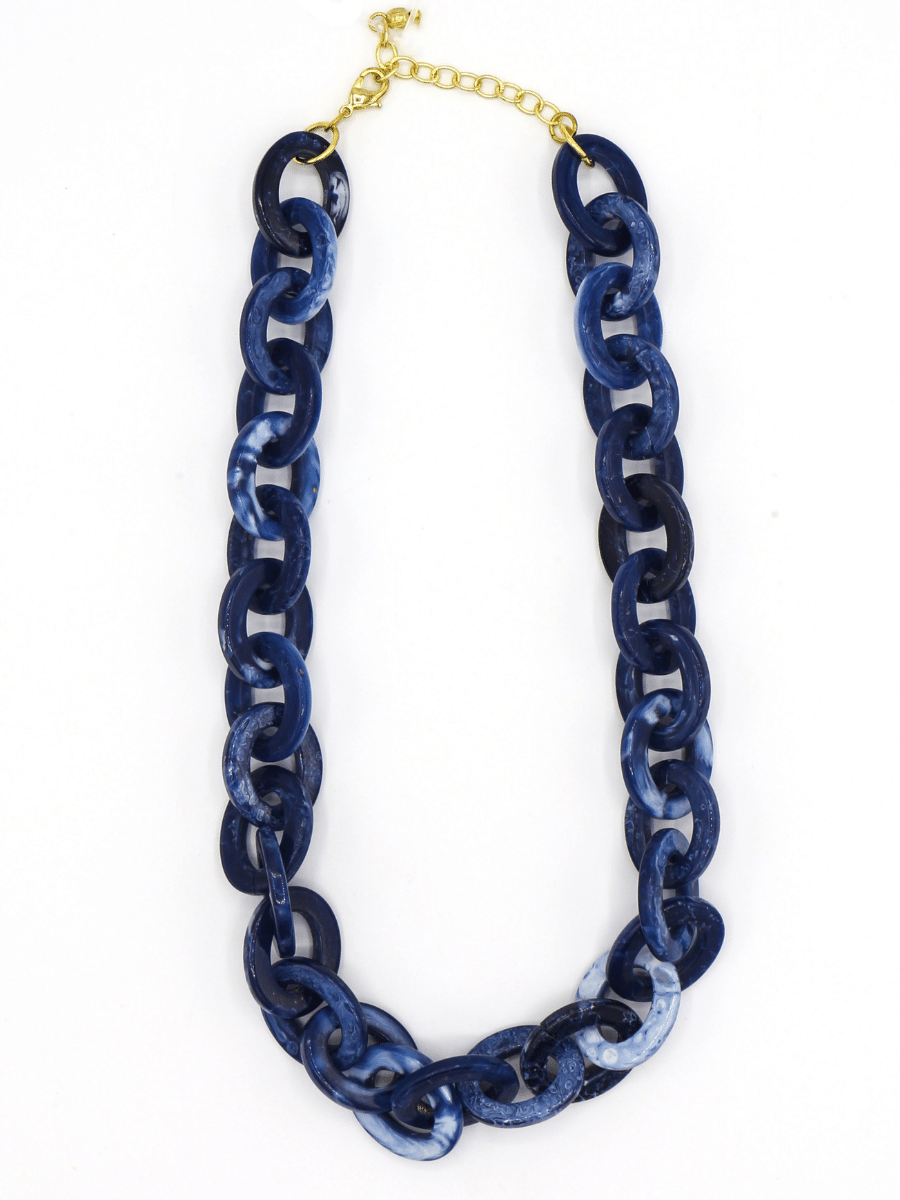 Blue cream chunky chain resin necklace | Fair Anita