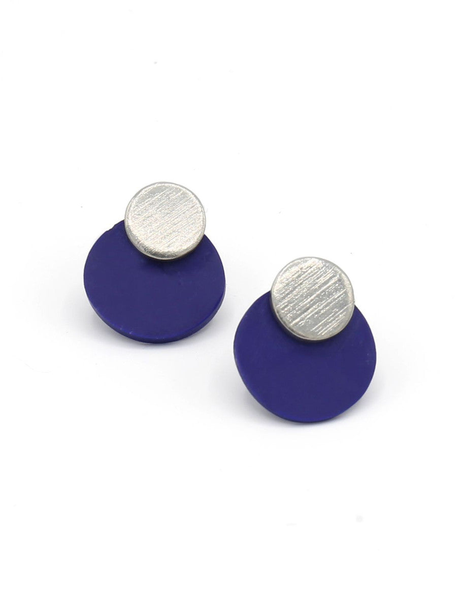 small blue and silver circle studs | Fair Anita