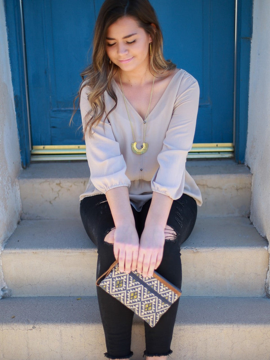 upcycled fabric clutch | Fair Anita