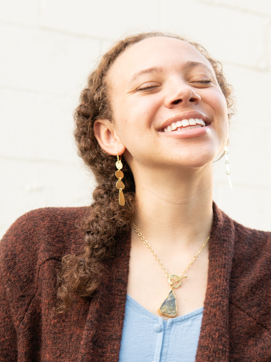 simple stacked disc earrings brass | Fair Anita