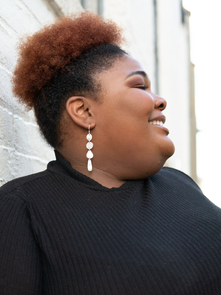 simple stacked disc earrings brass | Fair Anita