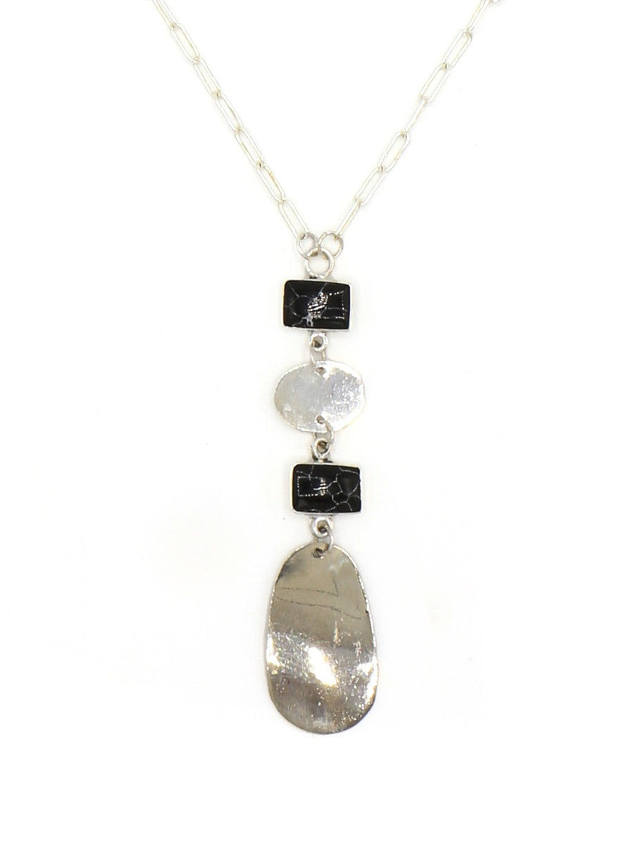 silver and black delicate long necklace fair trade | Fair Anita