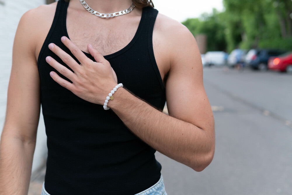 Stone Elastic Bracelet - White Agate