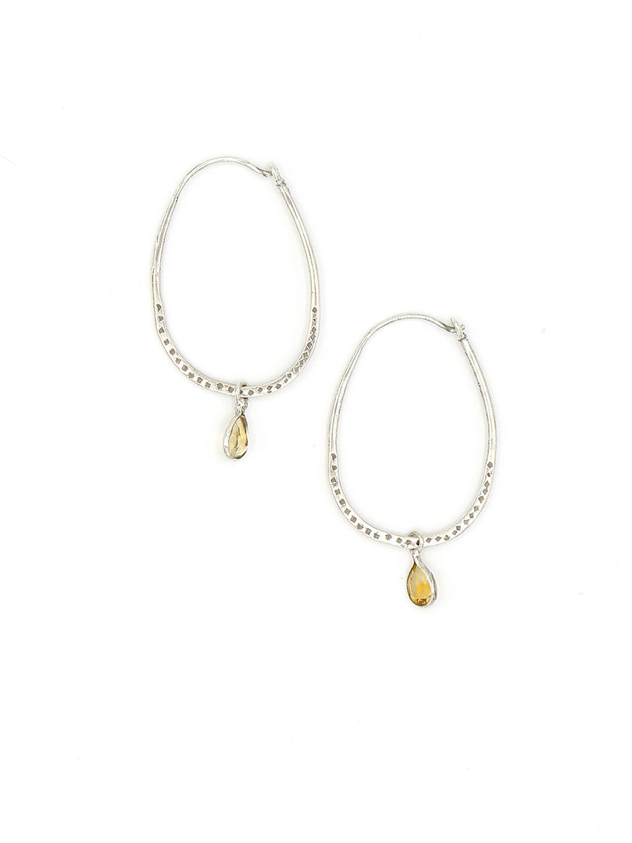 citrine charm silver hoops | Fair Anita