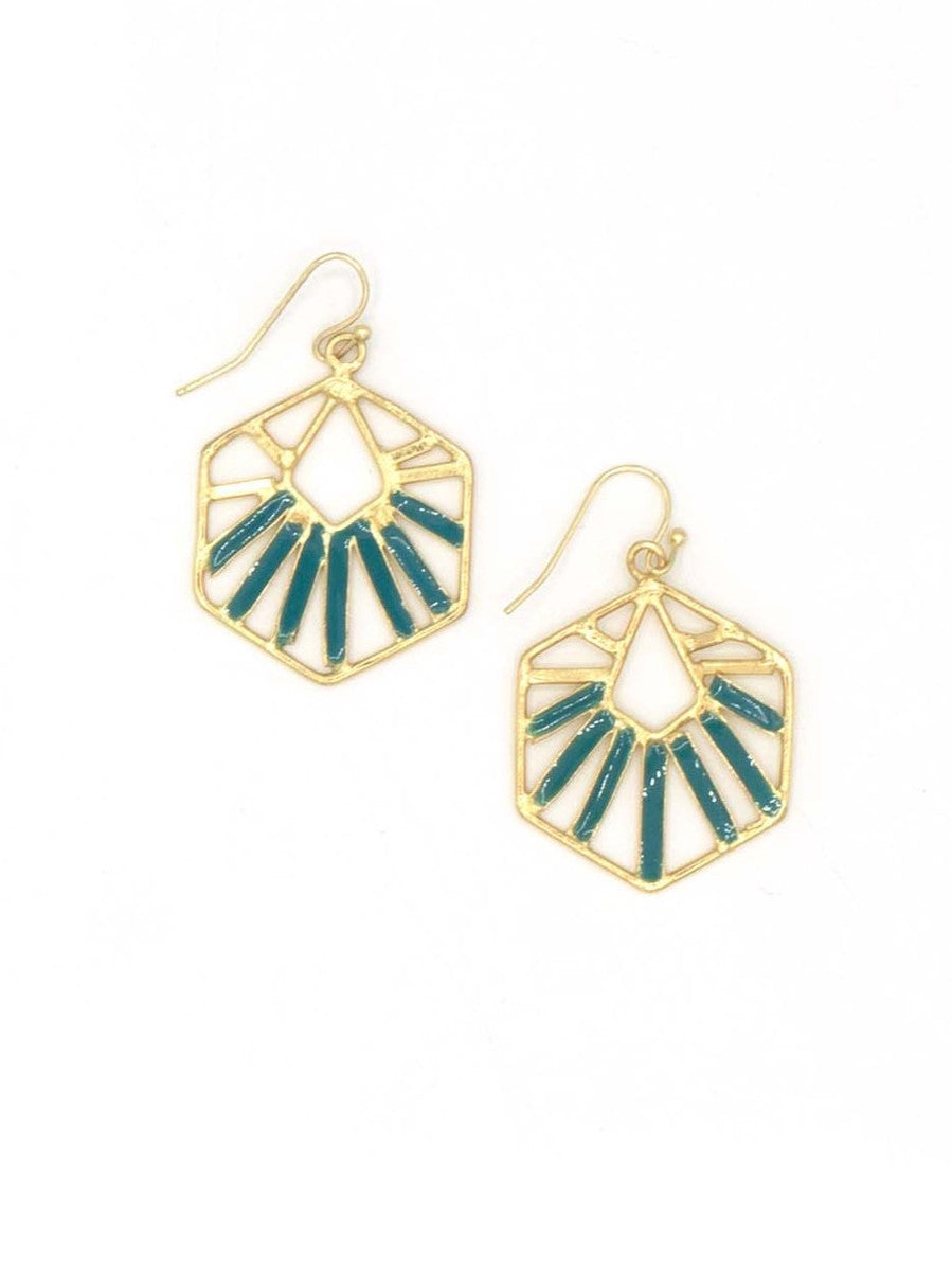 teal and gold starburst earrings | Fair Anita