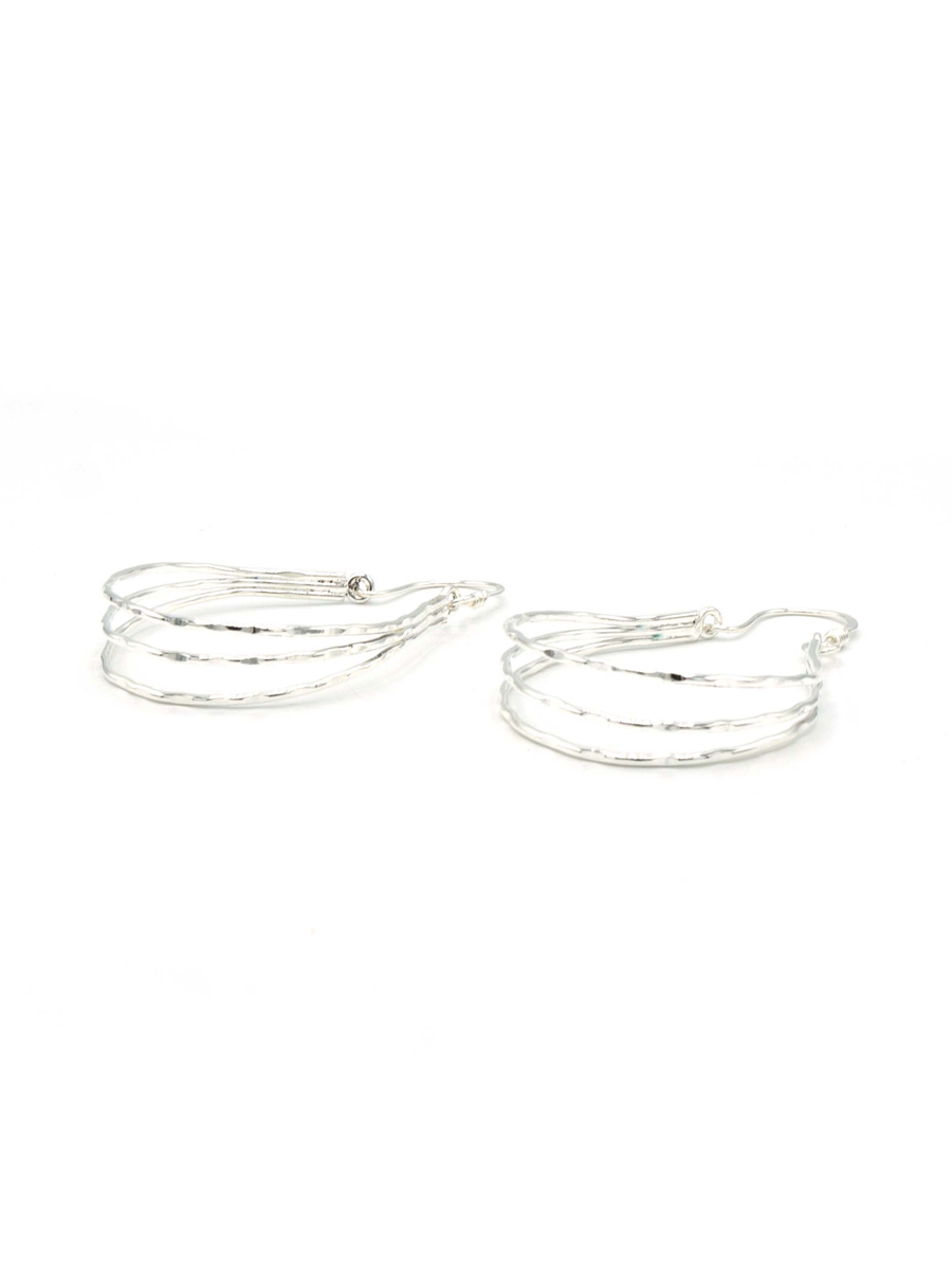triple silver hammered hoop