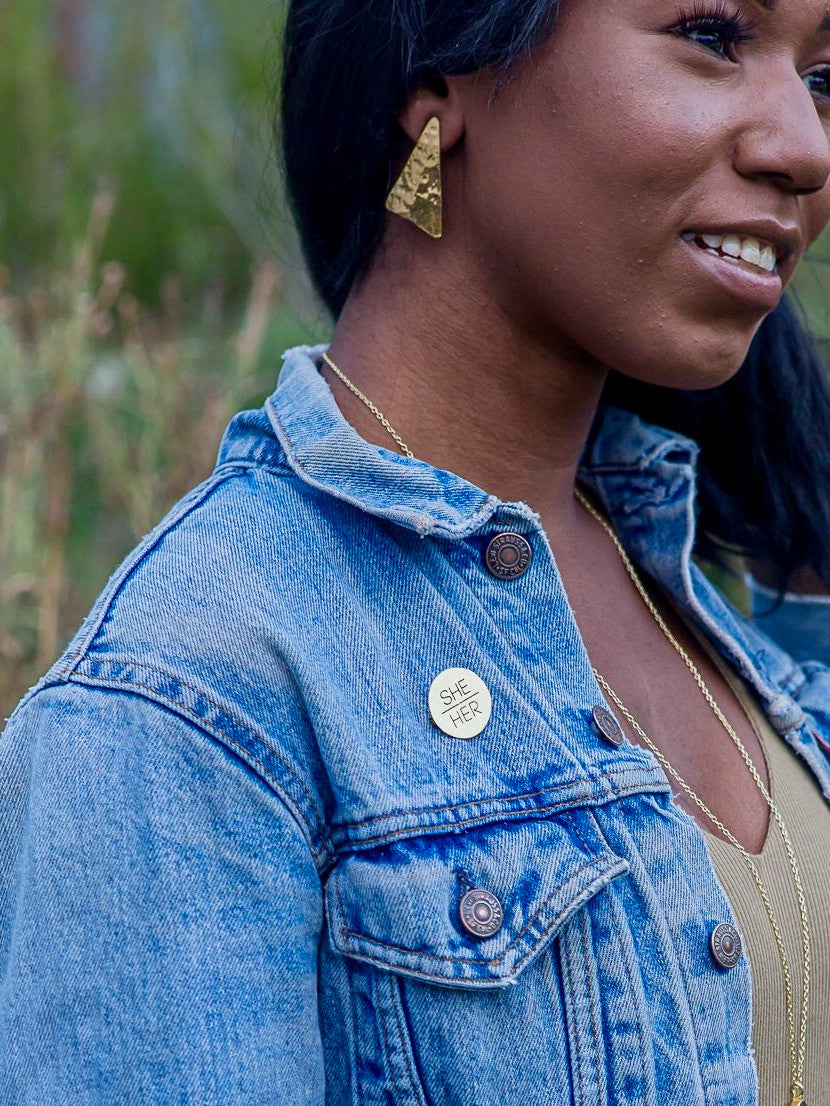 Textured Triangle brass Studs | Fair Anita