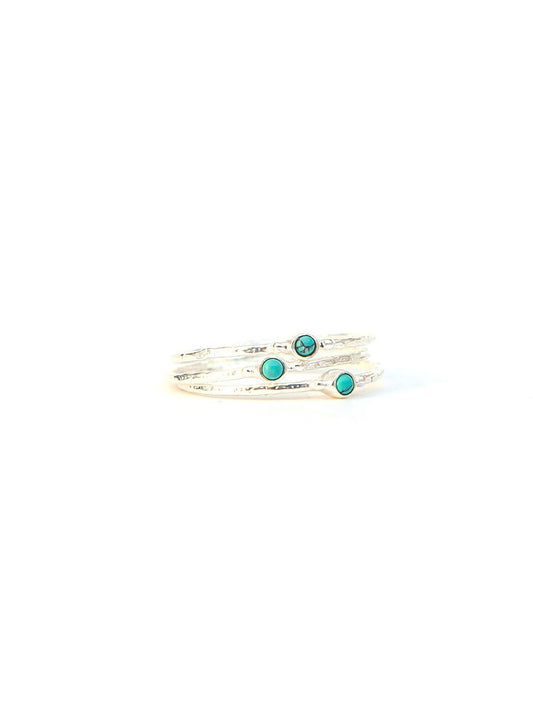 Sterling silver stacking ring set turquoise | Fair Anita