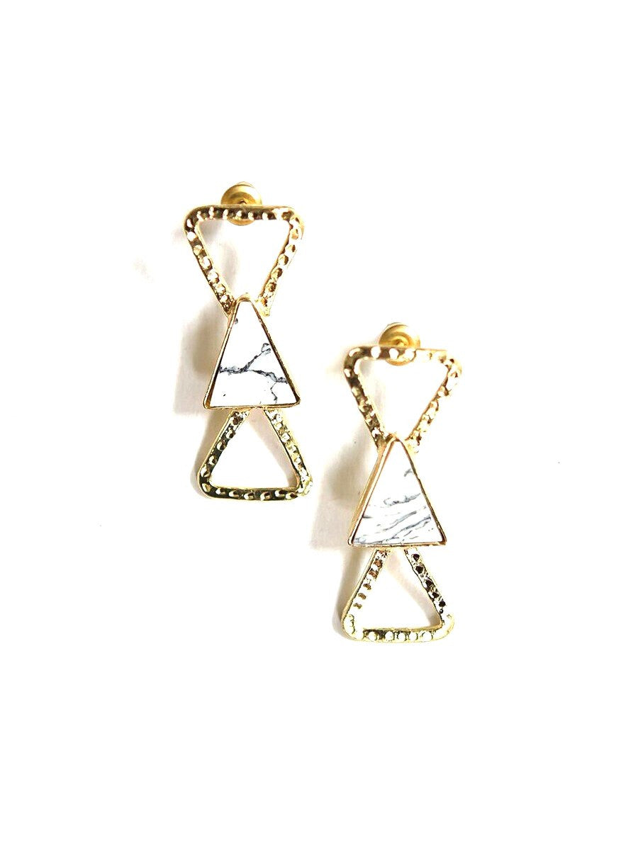 Triple Triangle Marbled Stud Earrings