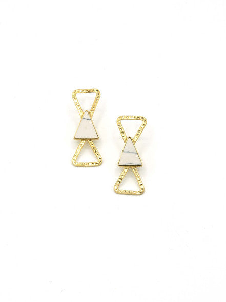 Triple Triangle Marbled Stud Earrings