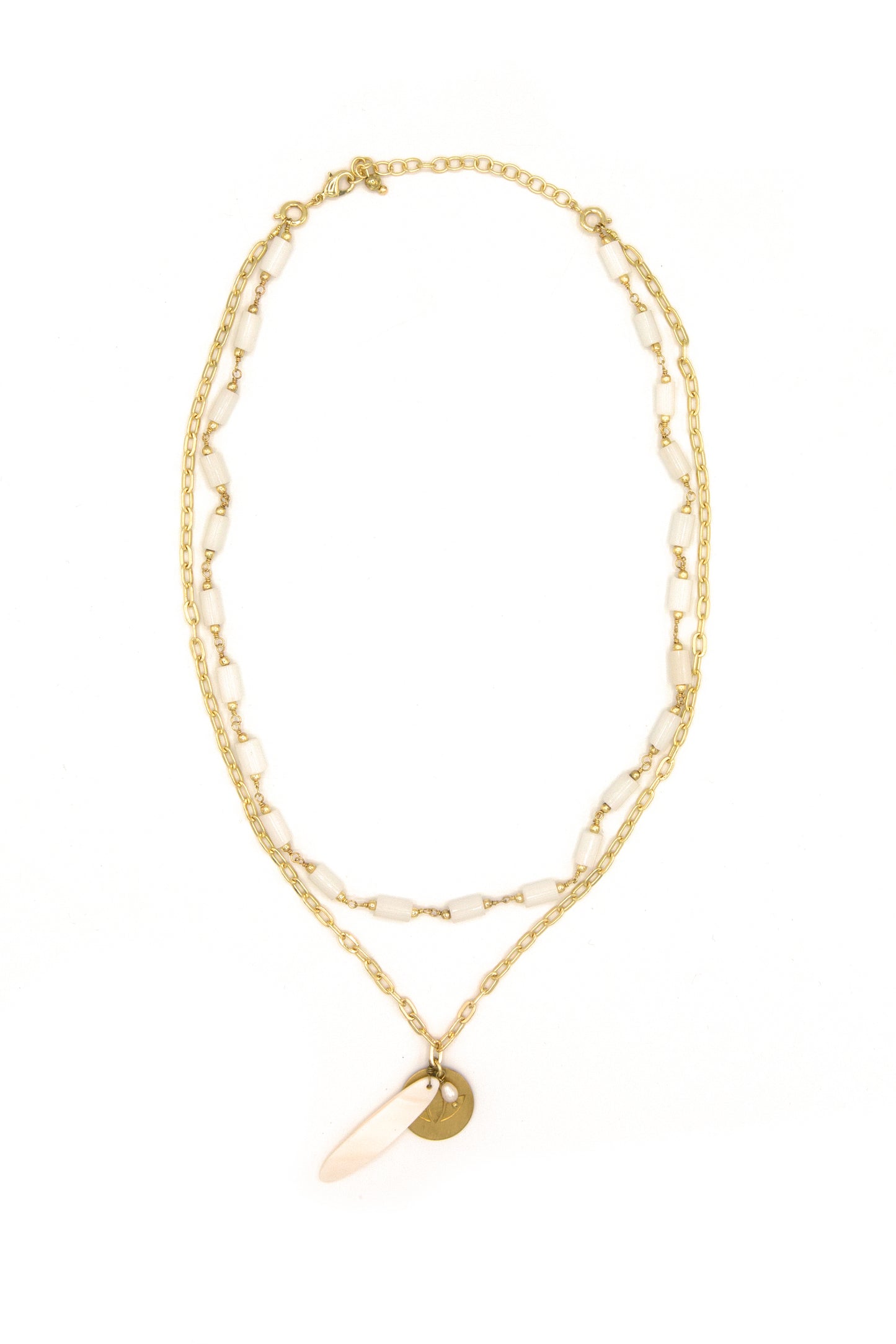 White Lotus Beaded Necklace