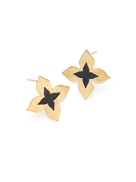 Wildflower Stud Earrings - Brass