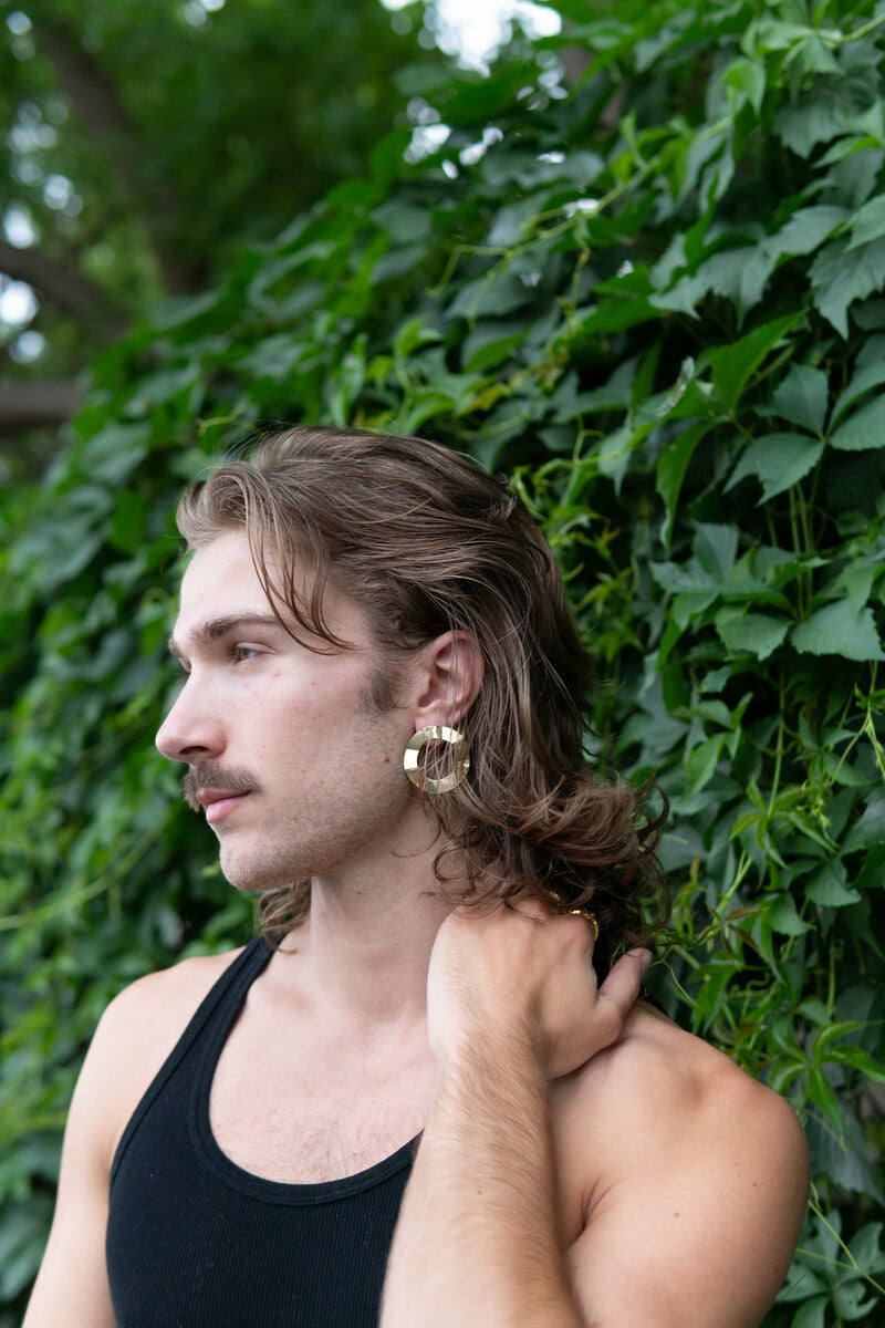 large circle stud earrings crinkled | Fair Anita