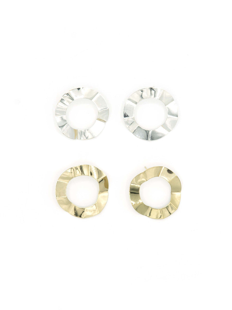 large circle stud earrings crinkled | Fair Anita
