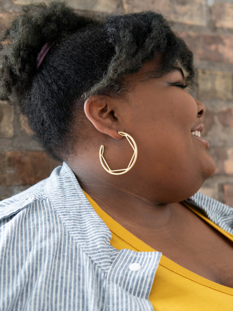 affordable + ethical hexagon statement hoops | Fair Anita