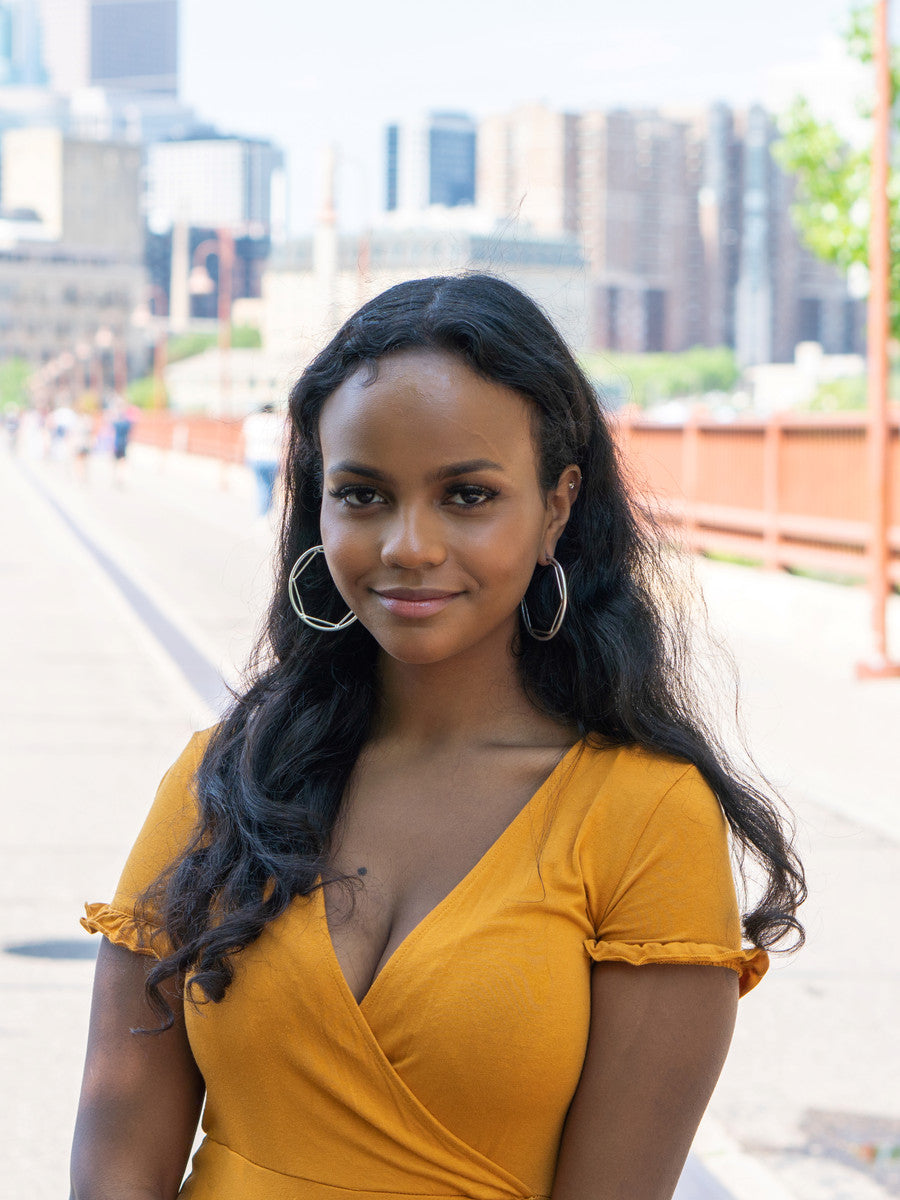 affordable + ethical hexagon statement hoops | Fair Anita