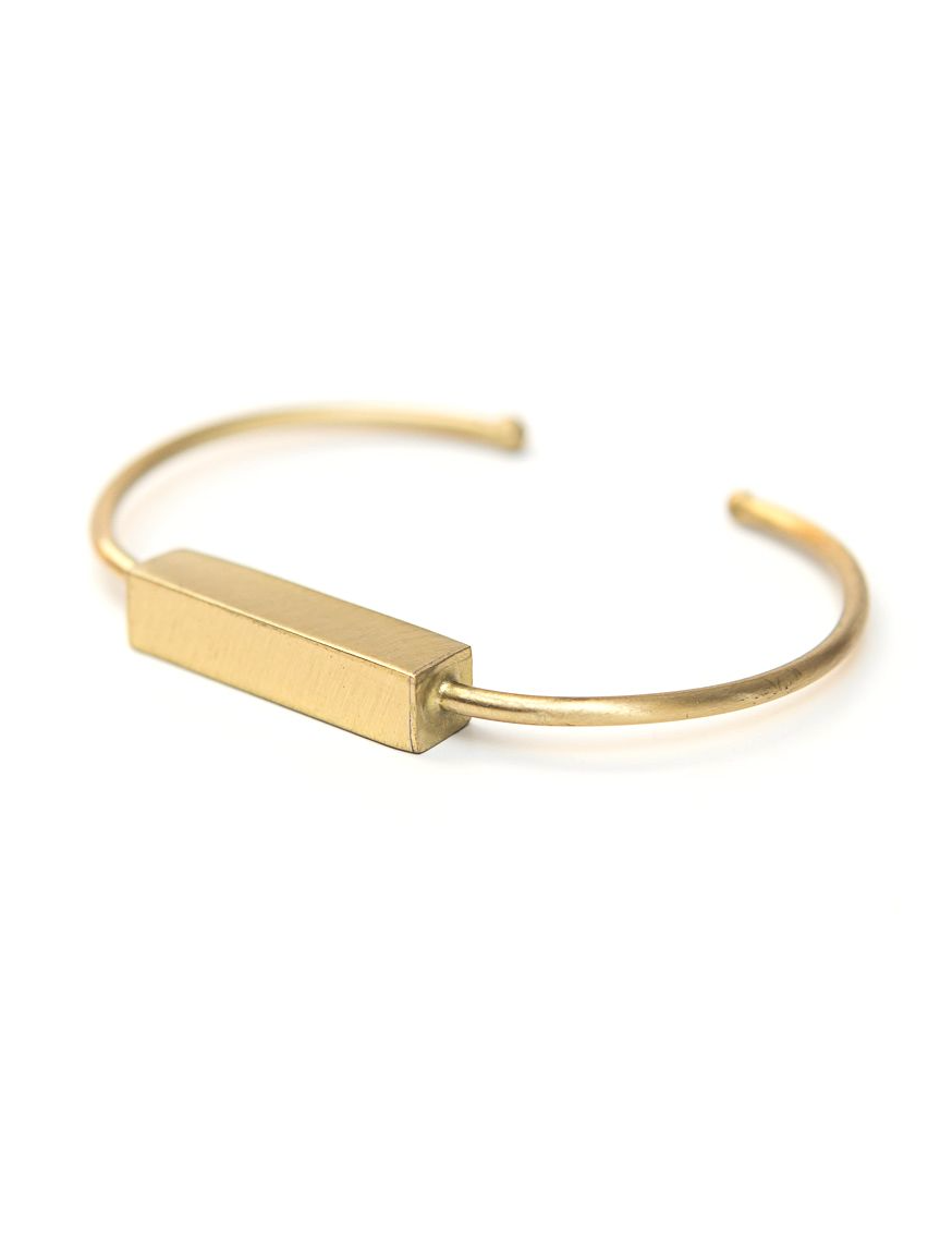 simple cuff with brushed brass metal brick | Fair Anita