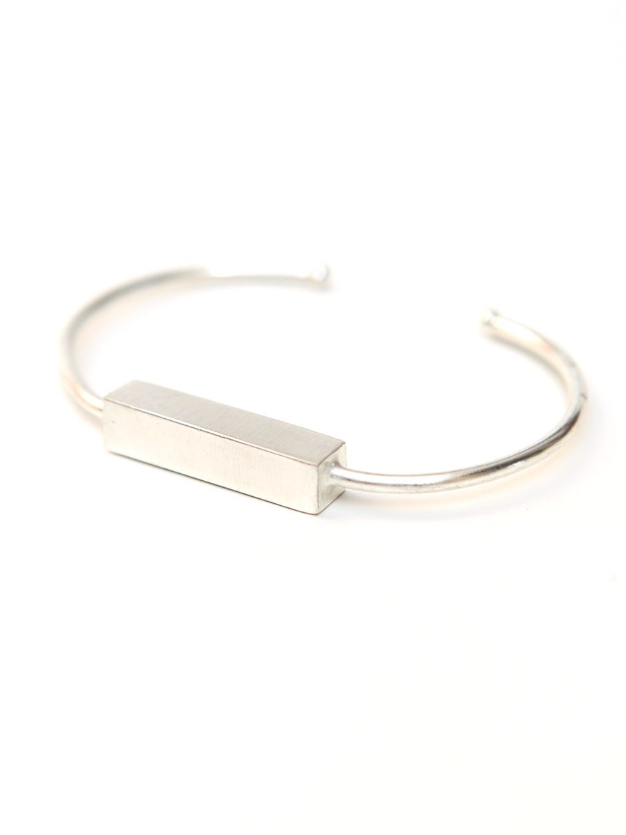 simple cuff with brushed silver metal brick | Fair Anita