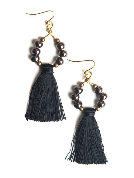 Metallic Ceramic Tassel Earrings