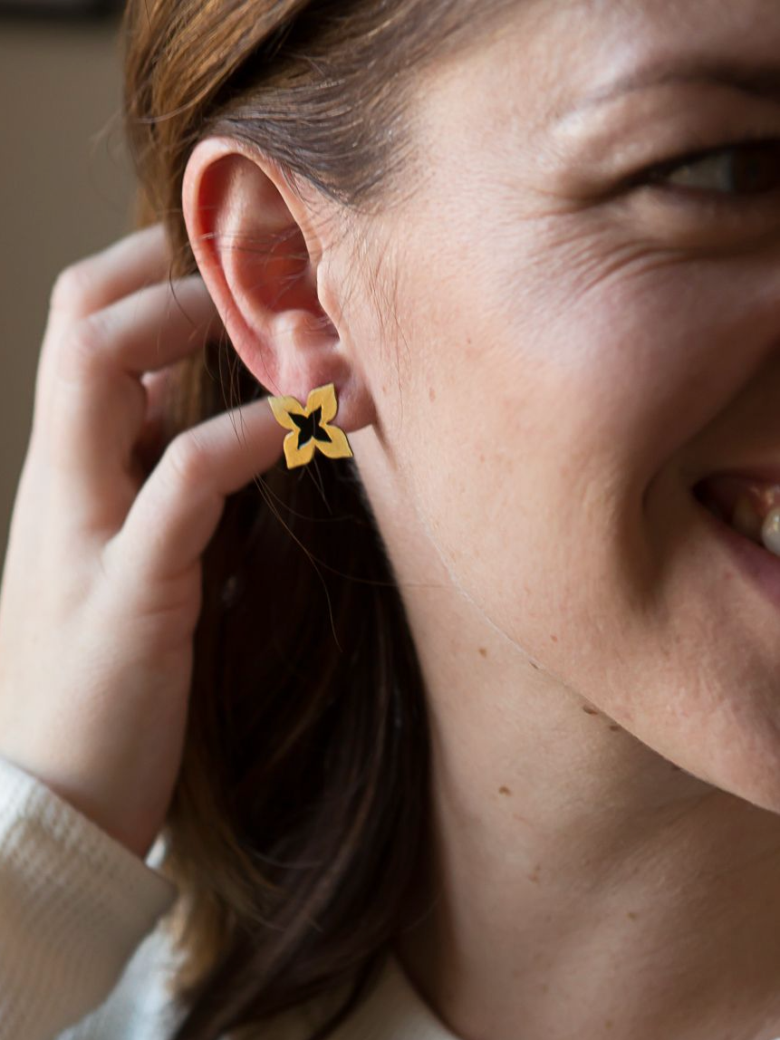 brass and black wildflower studs | Fair Anita.jpg