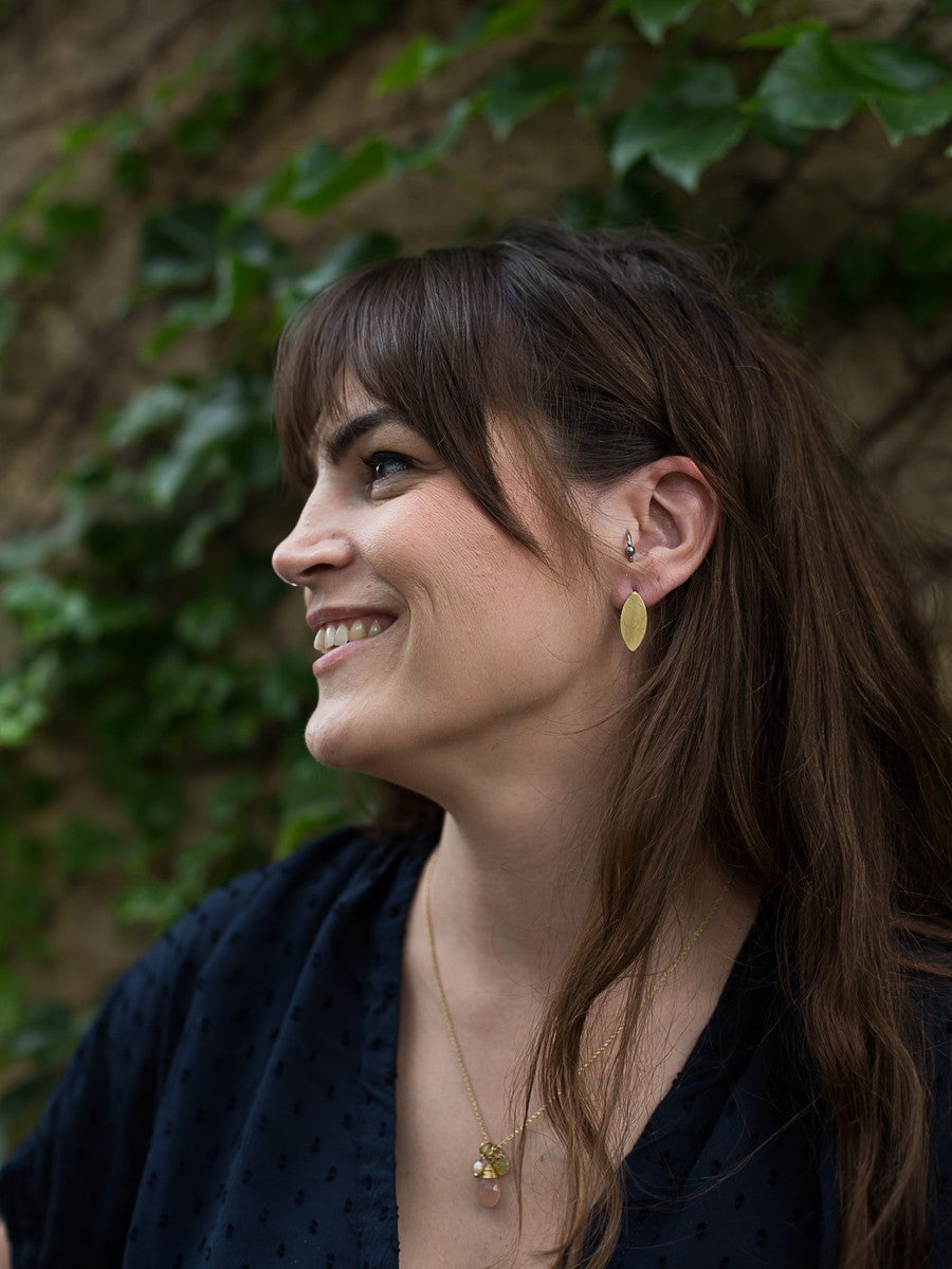 brushed brass oval studs_Fair Anita