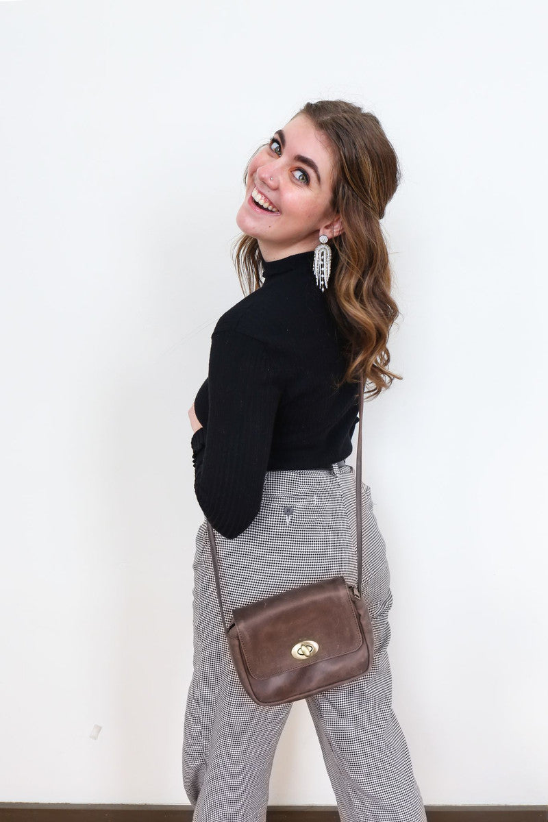 chocolate eco-friendly small crossbody bag | Fair Anita