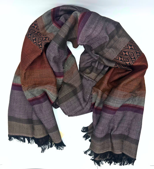 Woven Cotton Scarf - Patterned Purple Sunset