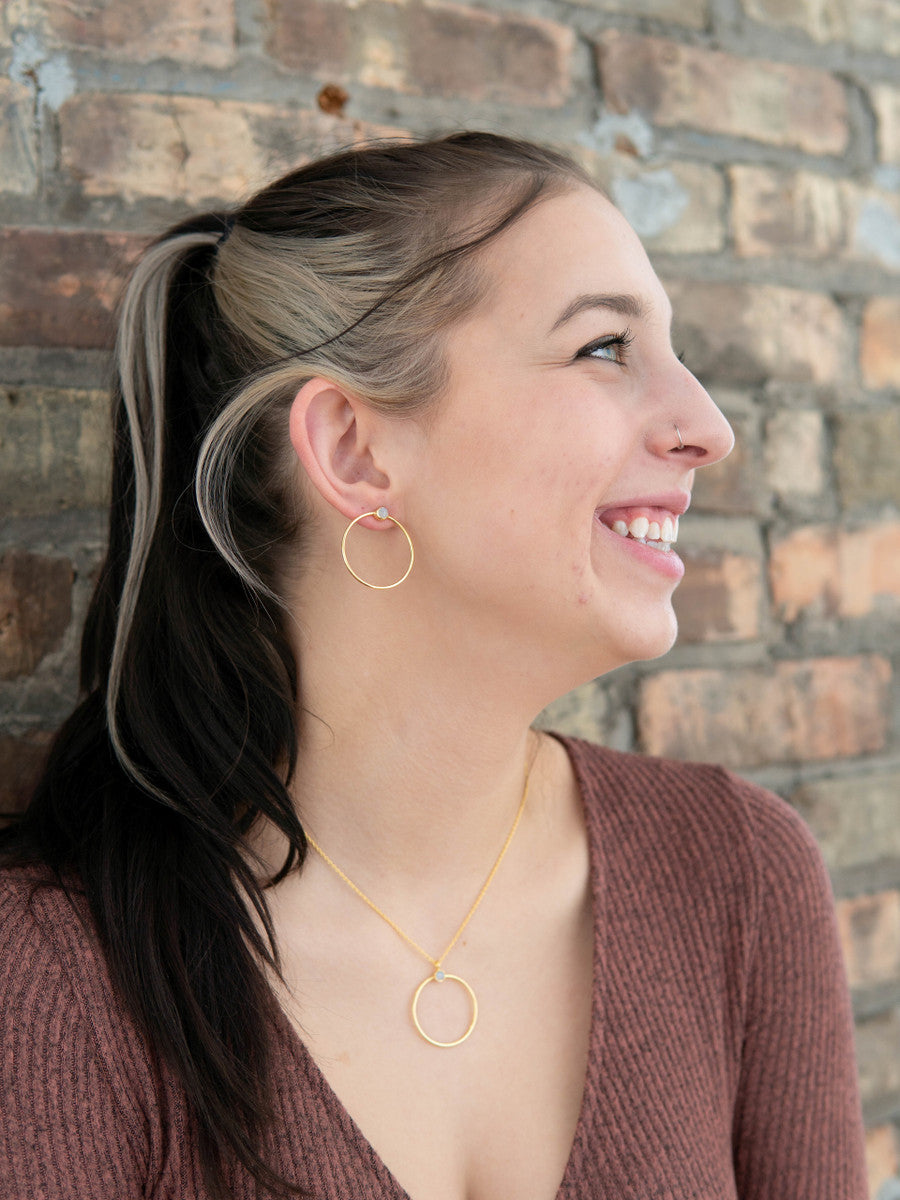 dainty oversized brass circle stud | Fair Anita