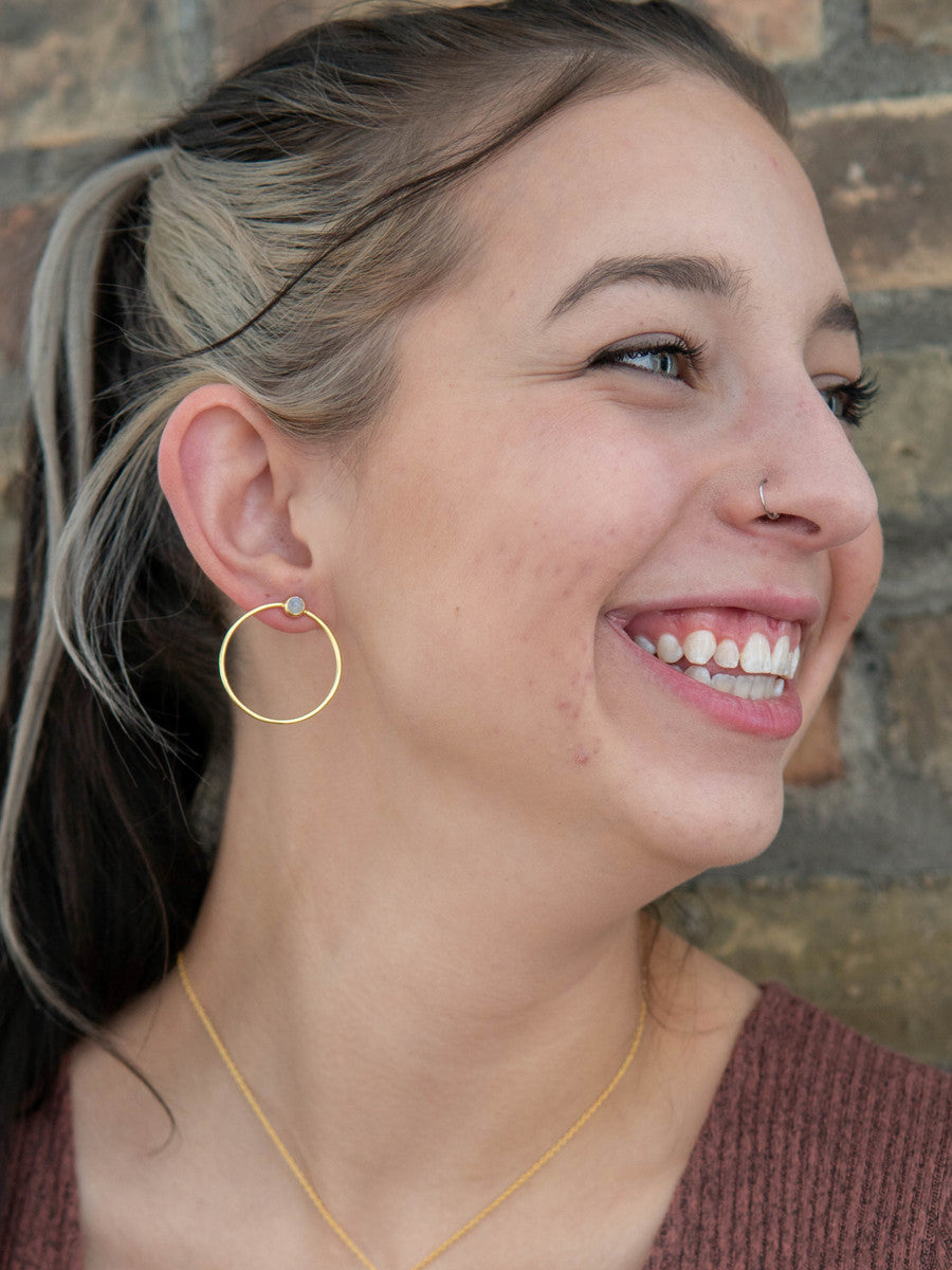 dainty oversized brass circle stud | Fair Anita