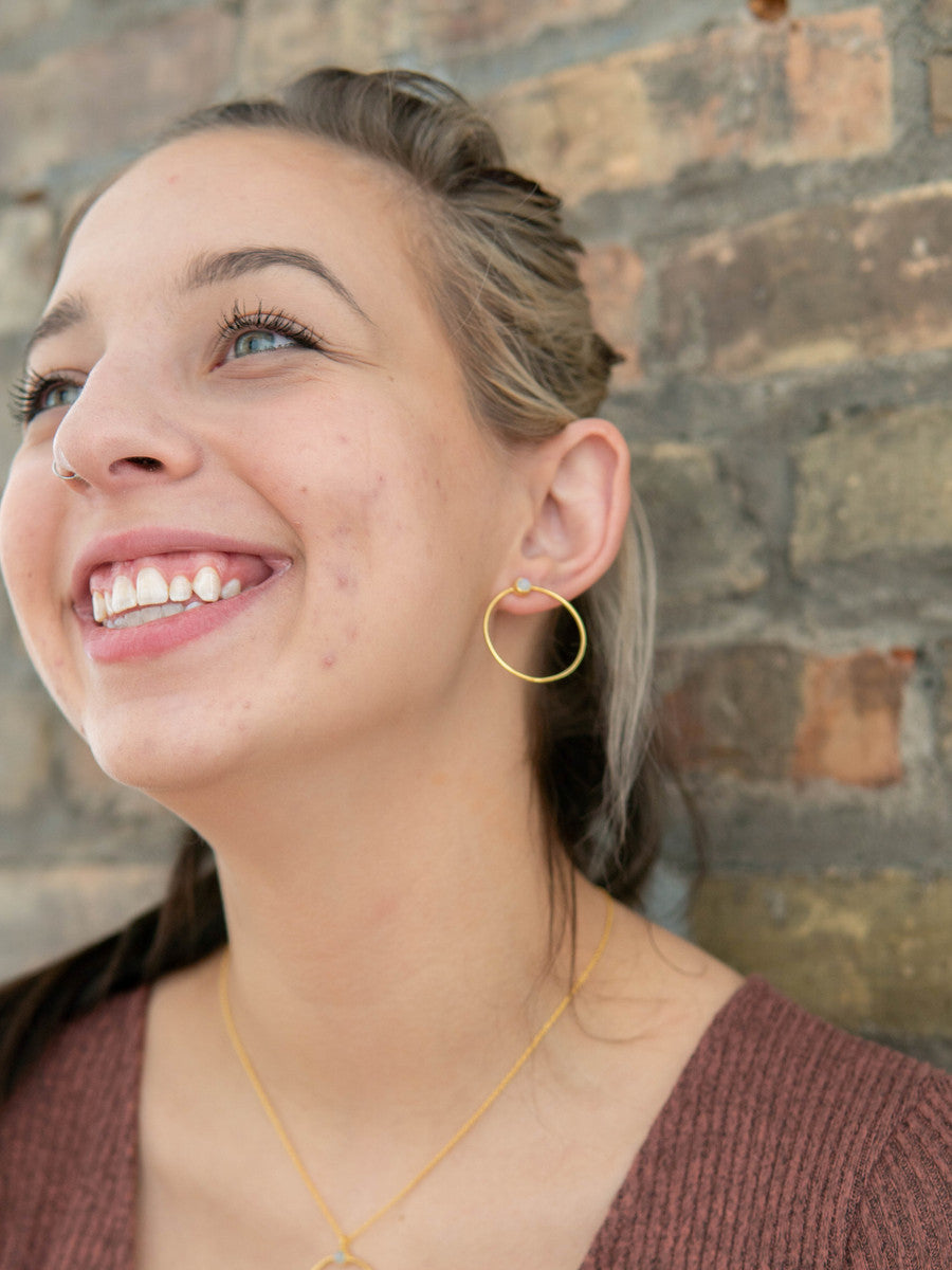 dainty oversized brass circle stud | Fair Anita