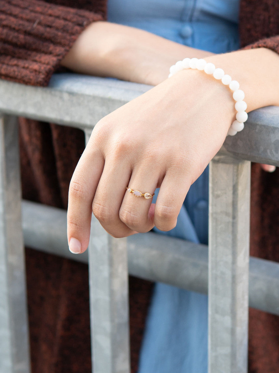 dainty pink stone gold ring | Fair Anita