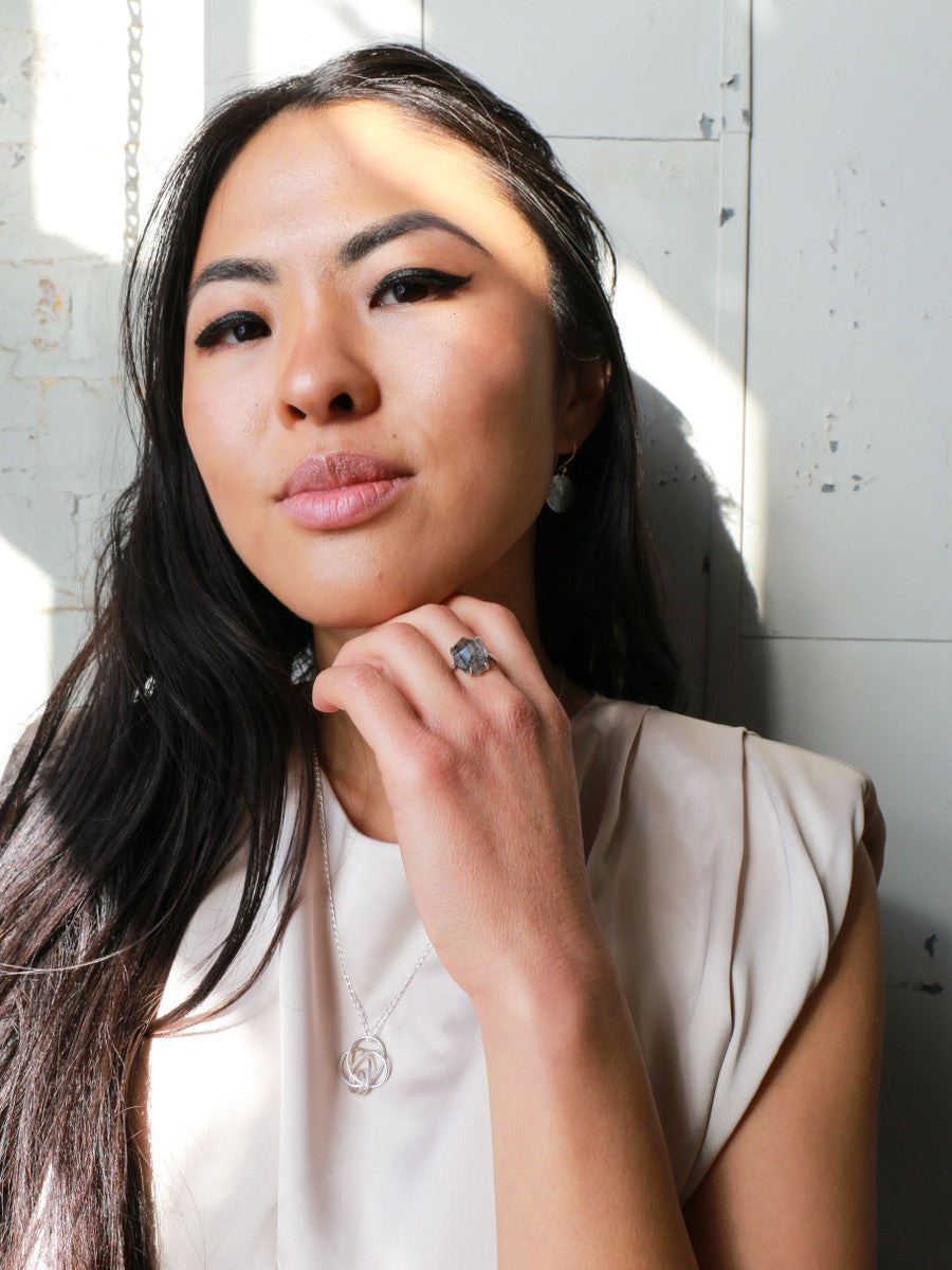 dainty sterling ring with large rutile stone | Fair Anita