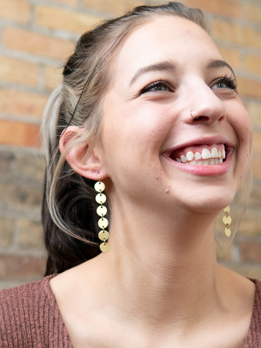brass disc chain earrings_Fair Anita