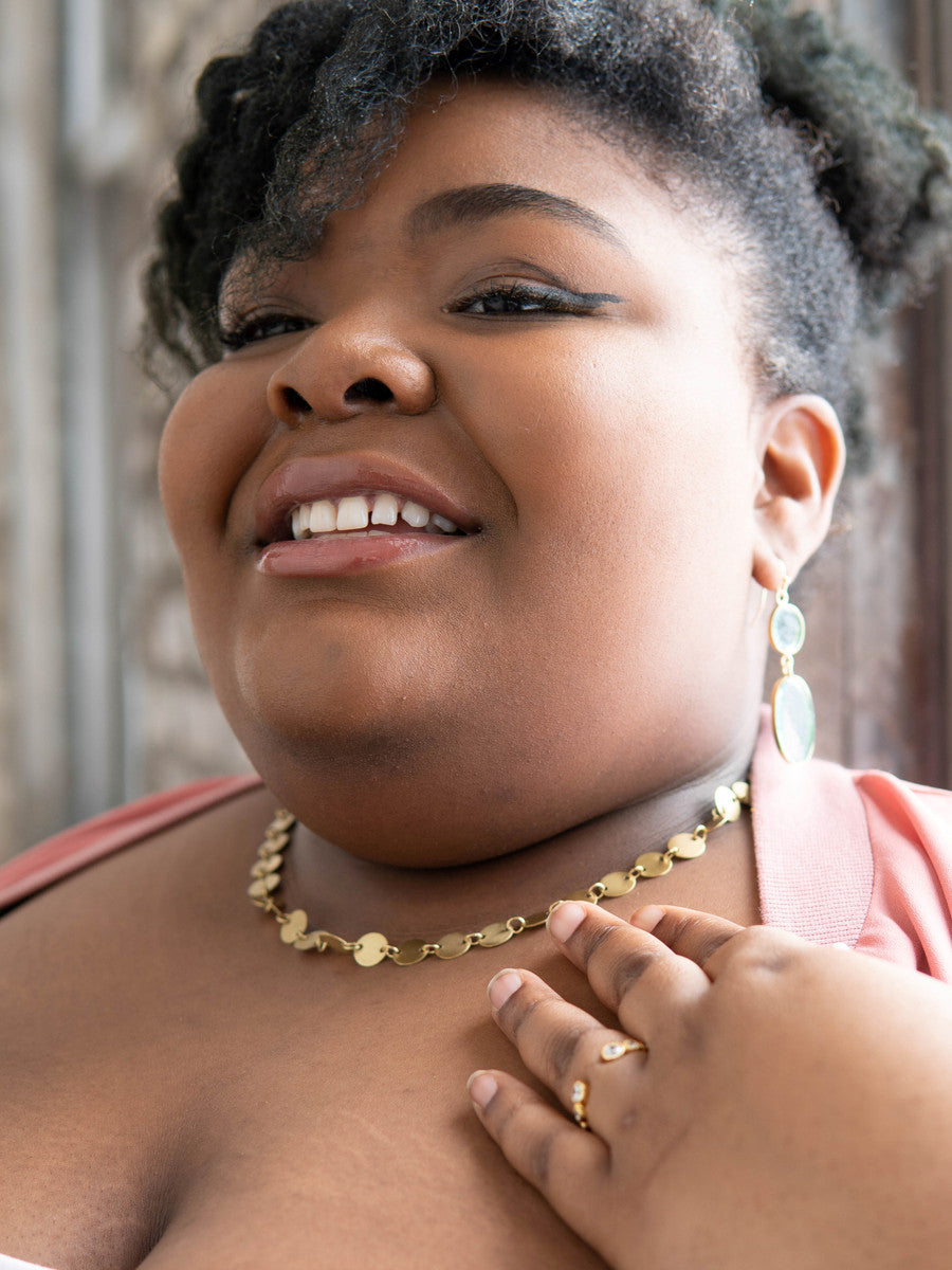 disc chain short necklace_Fair Anita