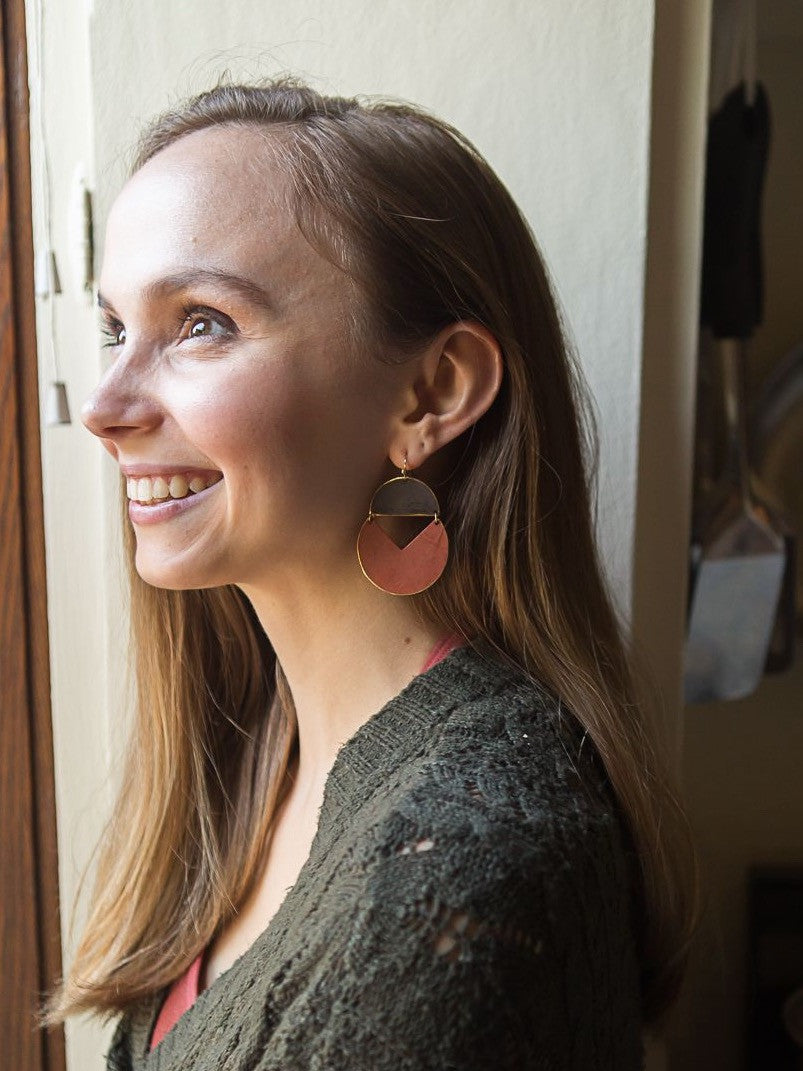 earth tone brass geometric earrings | Fair Anita