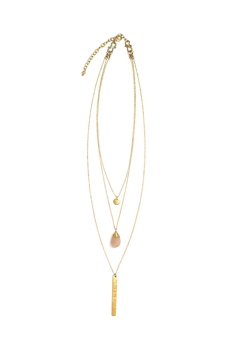 easy convertible layered necklace in brass  | Fair Anita