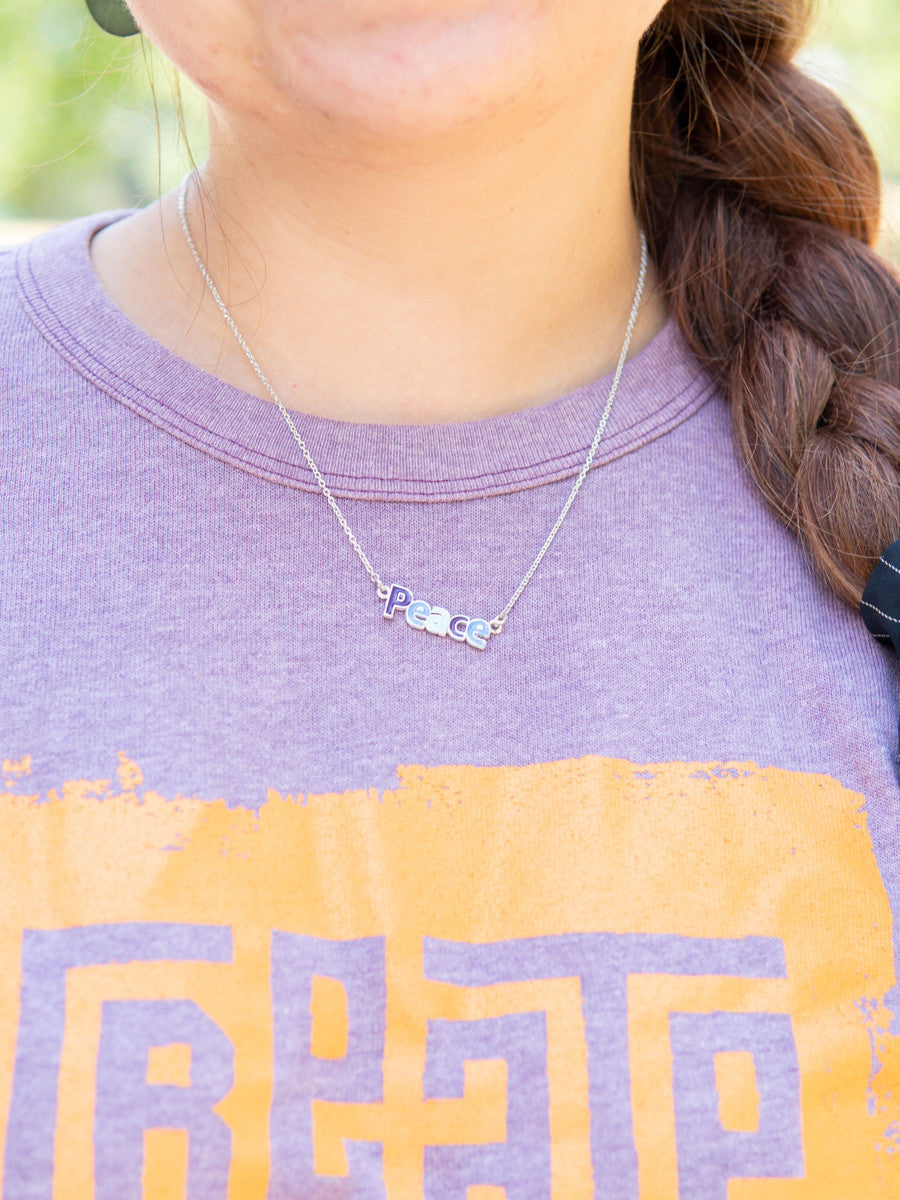 enameled peace word necklace | Fair Anita