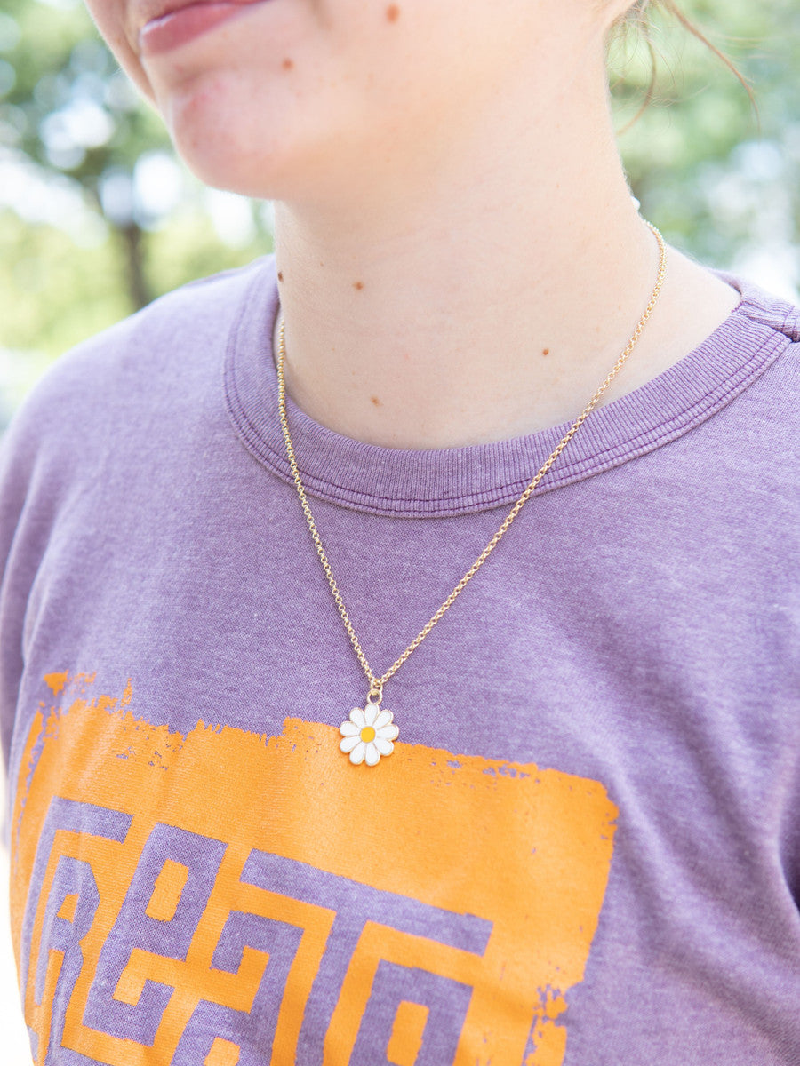enameled white flower necklace ethically made | Fair Anita
