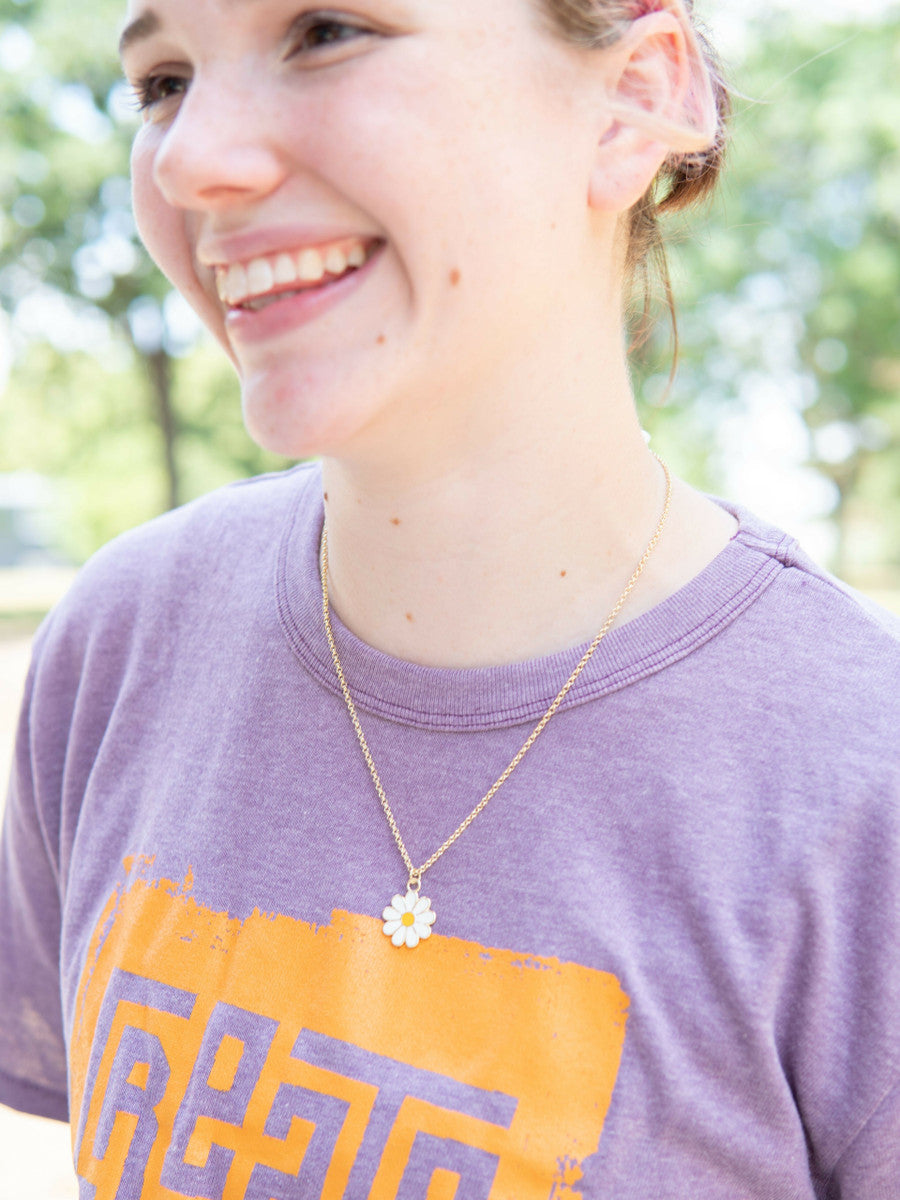 enameled white flower necklace ethically made | Fair Anita