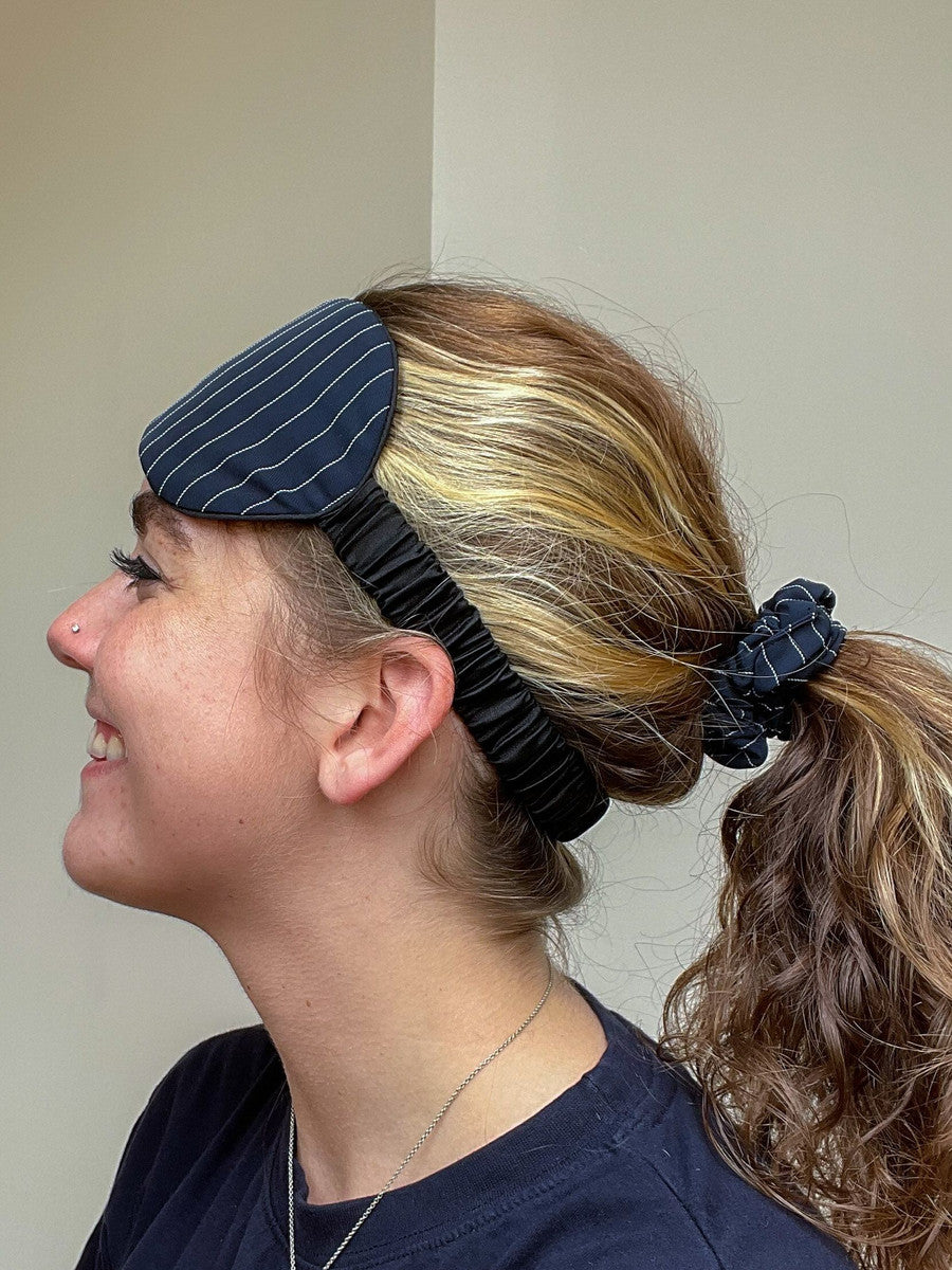 ethically made scrunchies blue and black | Fair Anita