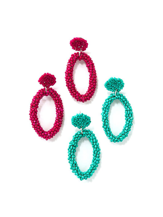 beaded loop studs Teal |  Fair Anita