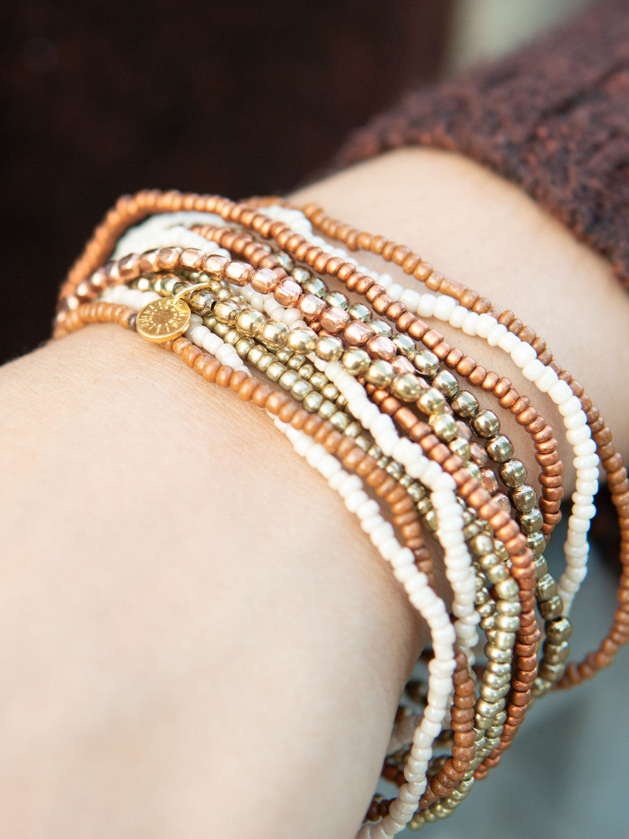 gold and peach beaded bracelet sets | Fair Anita