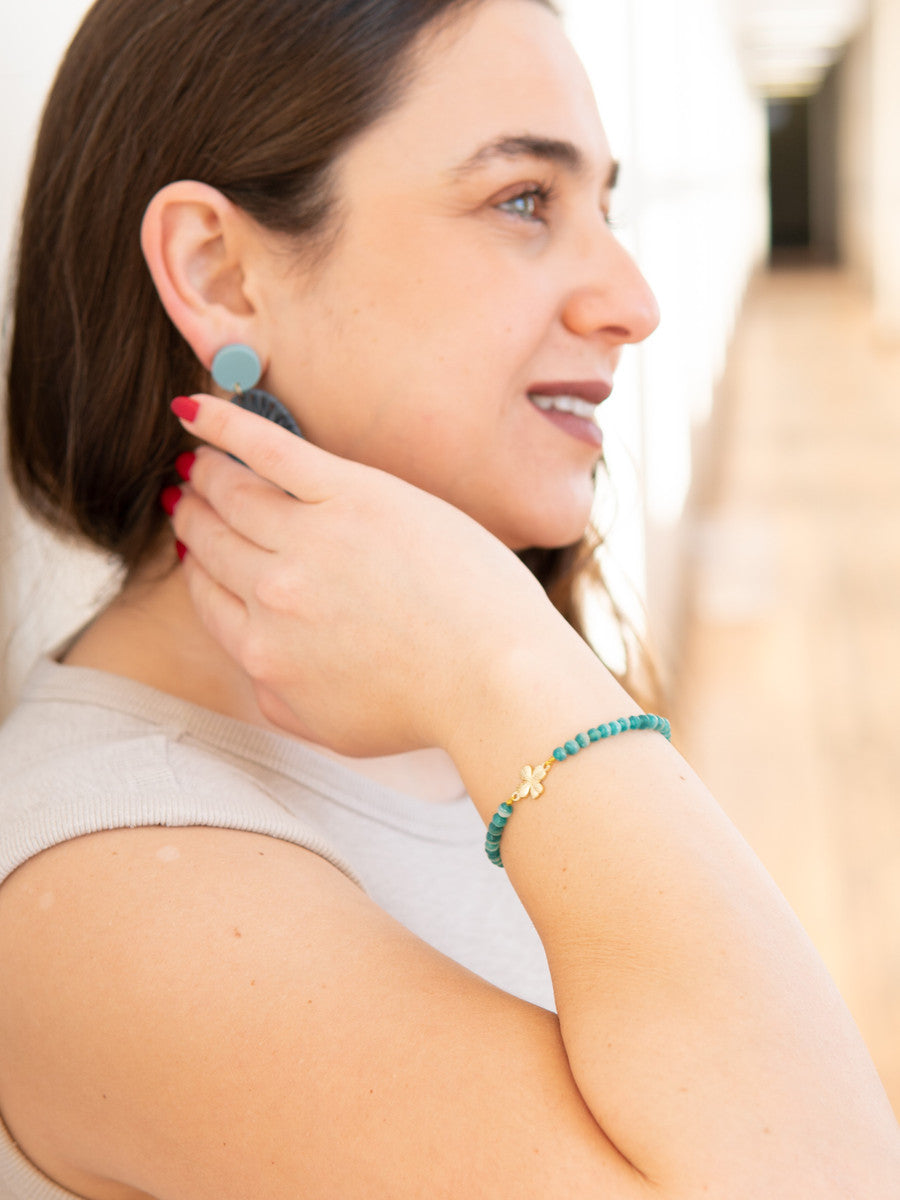 green glass beaded clover bracelet | Fair Anita