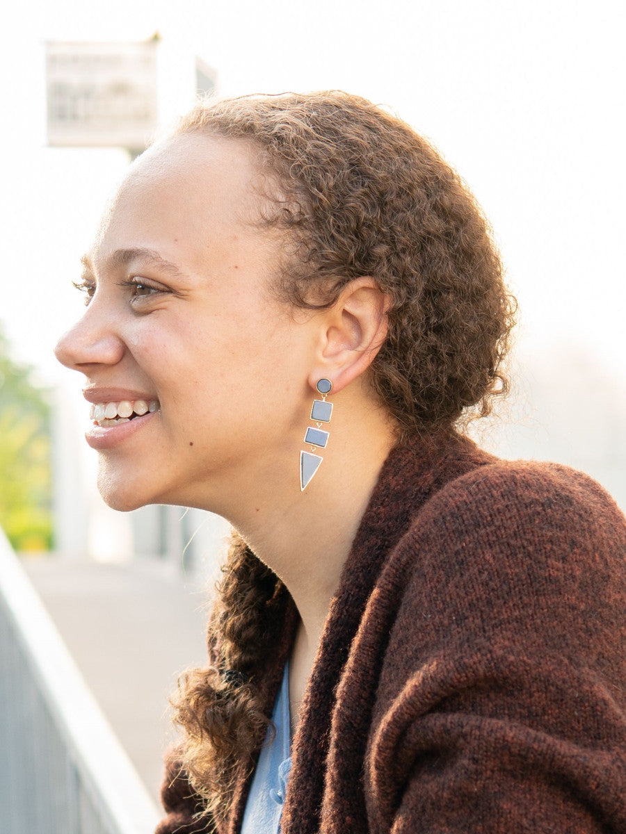 grey and gold geometric earrings | Fair Anita