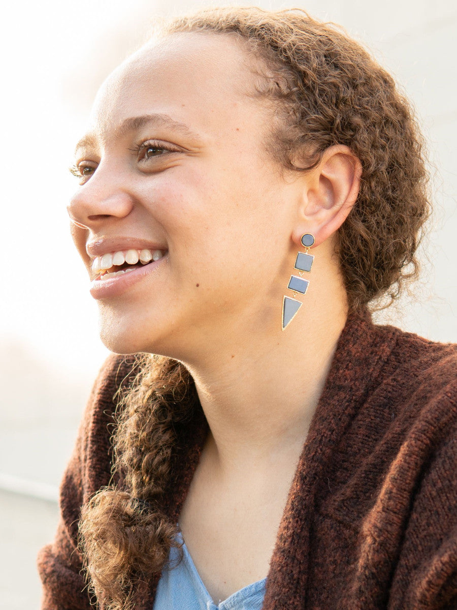 grey and gold geometric earrings | Fair Anita