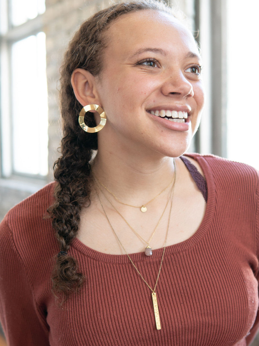 large circle stud earrings crinkled | Fair Anita