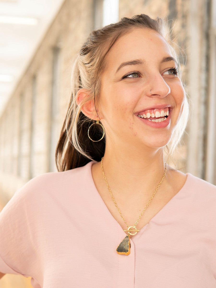 lightweight mixed metal circle drop earring_Fair Anita